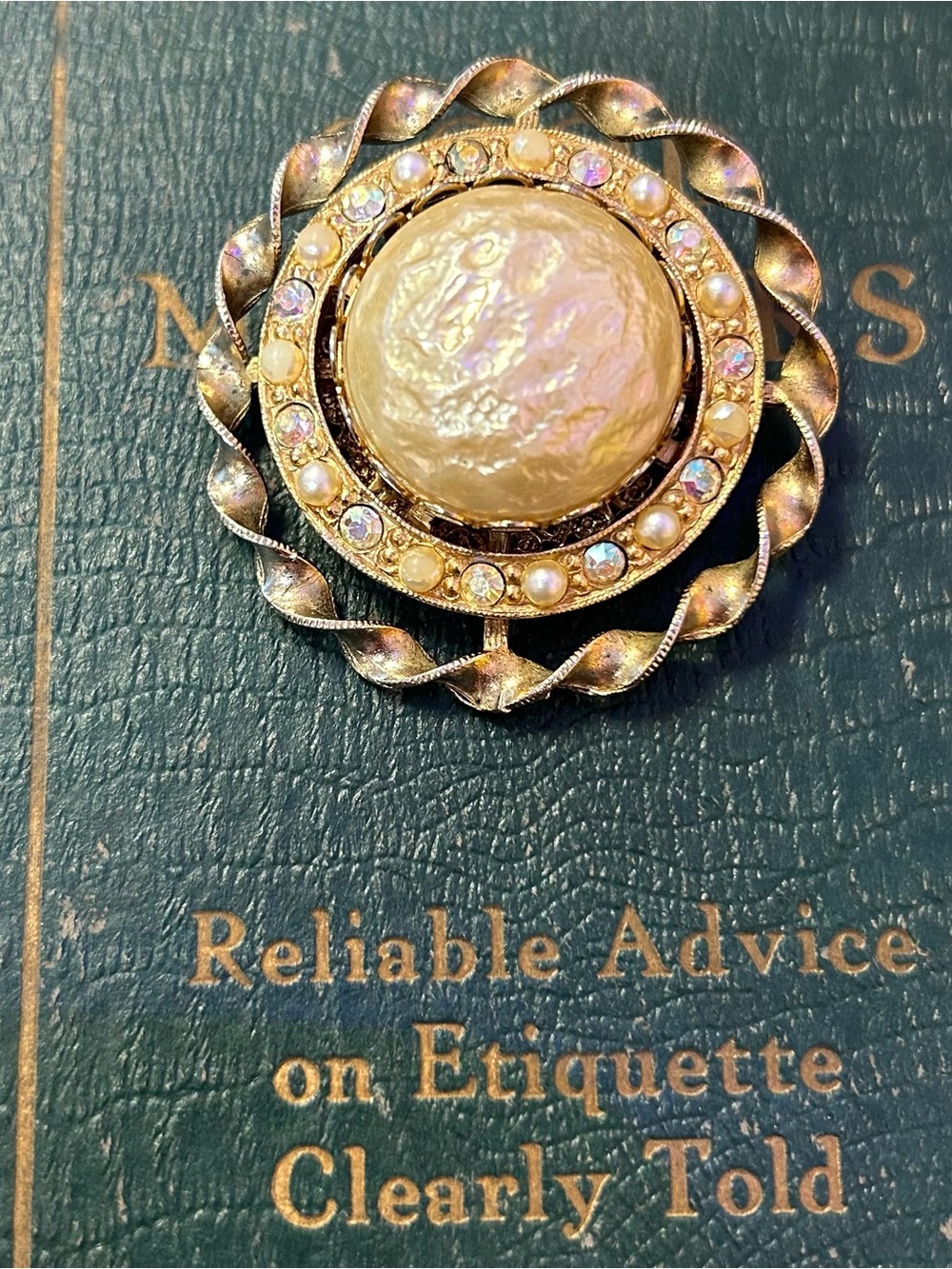 Vintage Baroque Faux Pearl Brooch Miriam Haskell Unsigned